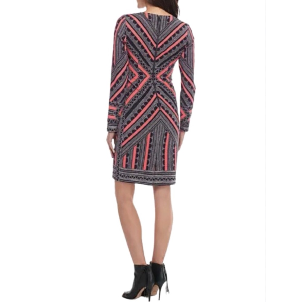 Vince Camuto Printed Sheath Women's Lined Zip Up Crew Neck Dress Size 6 - Picture 4 of 5